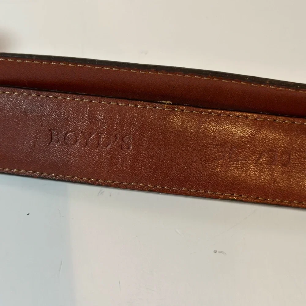Vintage Lloyd's Brown Lizard Grain Leather Belt Solid Brass Buckle Size 40